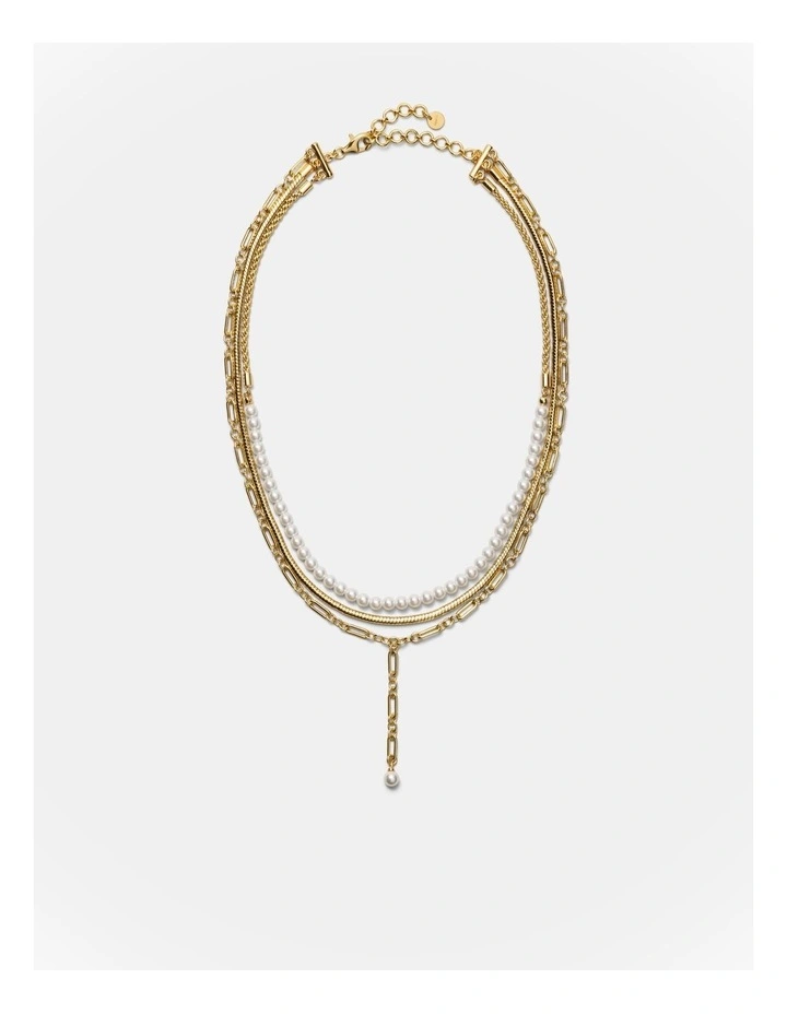 Stacked Lariat Necklace in Gold image 4