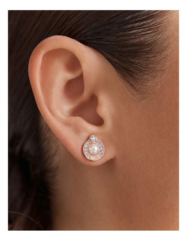 Encanto Pearl Stud Earrings in Rose Gold image 2