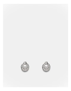 Encanto Pearl Stud Earrings in Silver