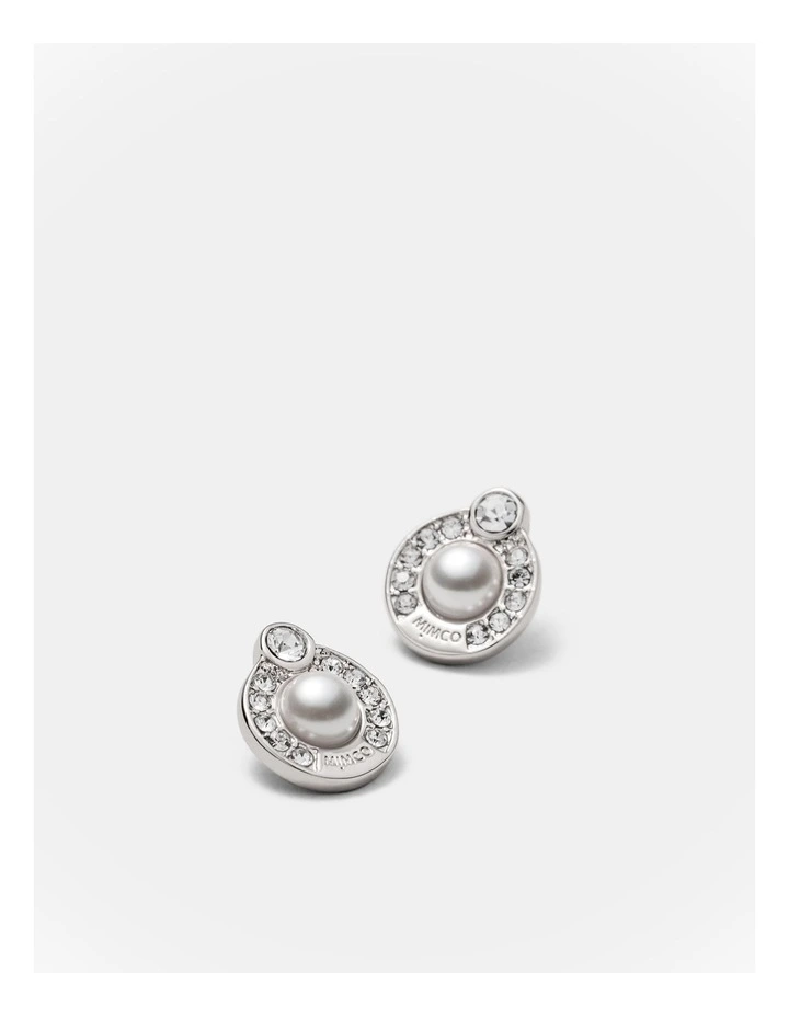 Encanto Pearl Stud Earrings in Silver image 3
