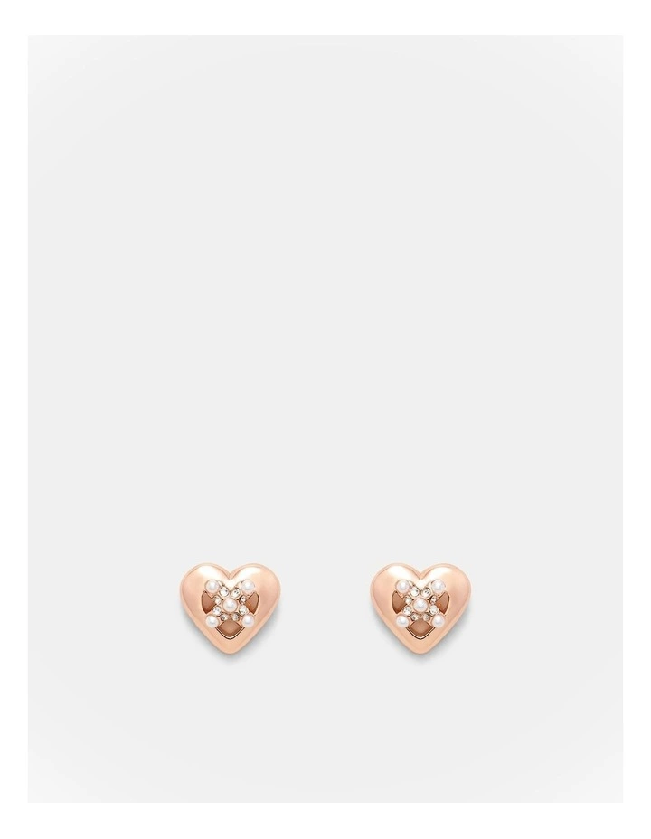 Classic Heart Stud Earrings in Rose Gold image 1