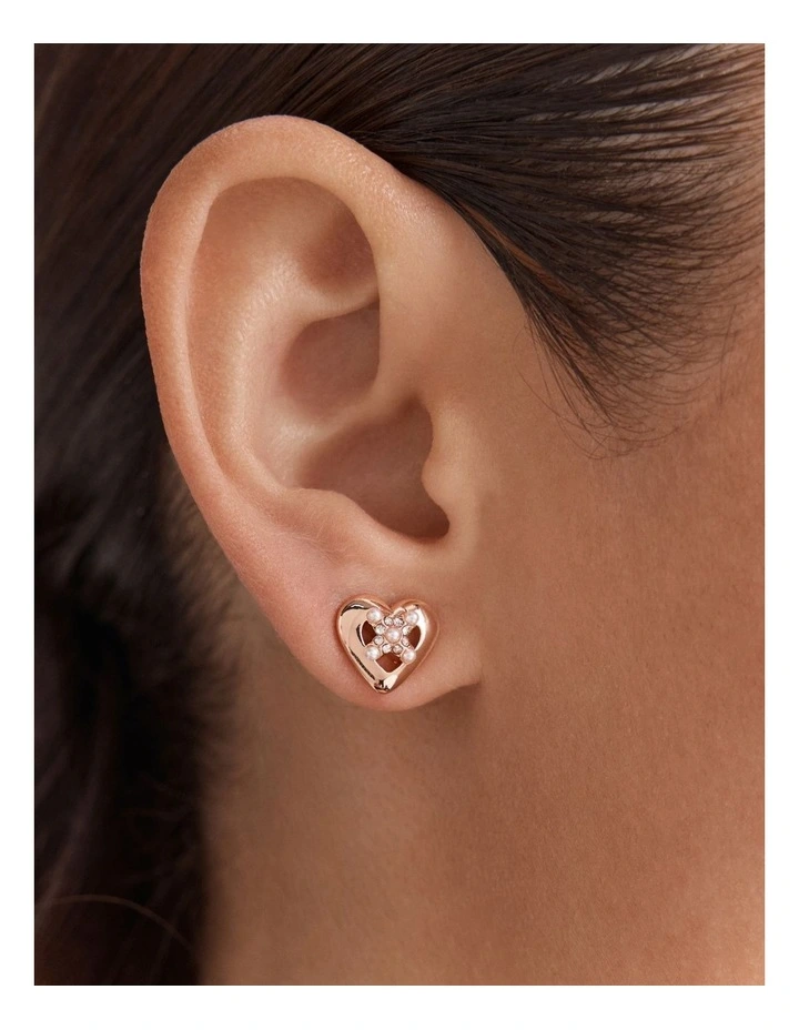 Classic Heart Stud Earrings in Rose Gold image 2
