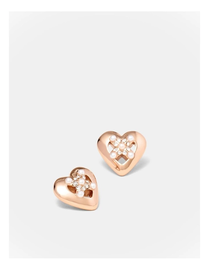 Classic Heart Stud Earrings in Rose Gold image 3