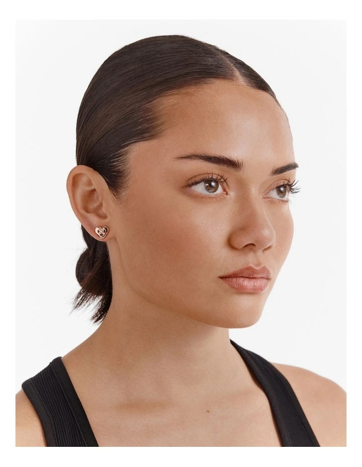 Classic Heart Stud Earrings in Rose Gold image 4