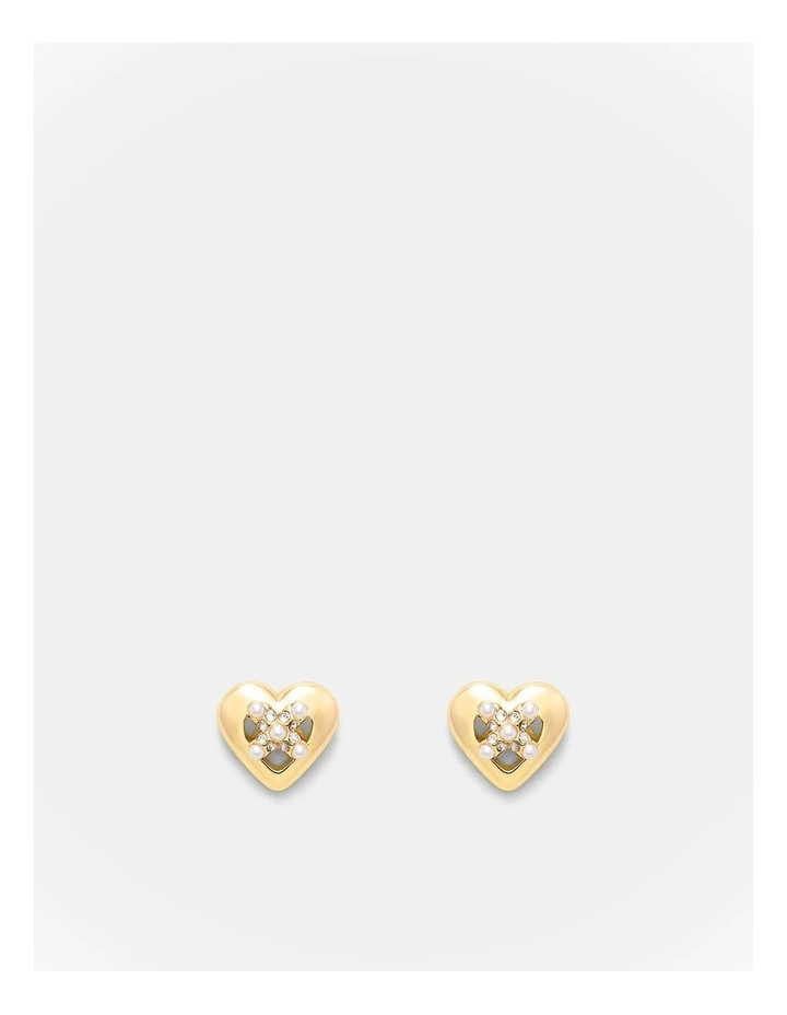 Classic Heart Stud Earrings in Gold image 1