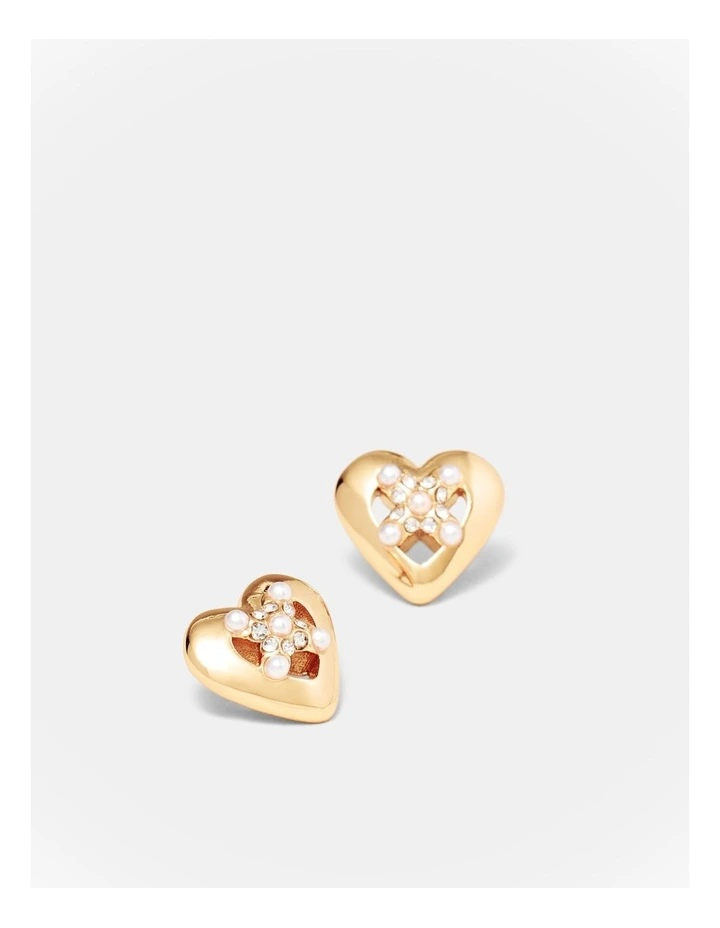 Classic Heart Stud Earrings in Gold image 3