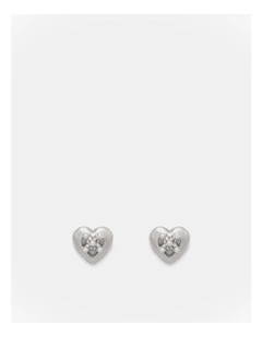 Classic Heart Stud Earrings in Silver