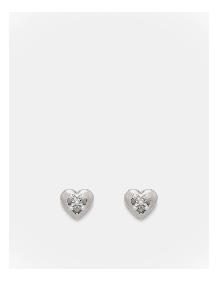 Classic Heart Stud Earrings in Silver image 1