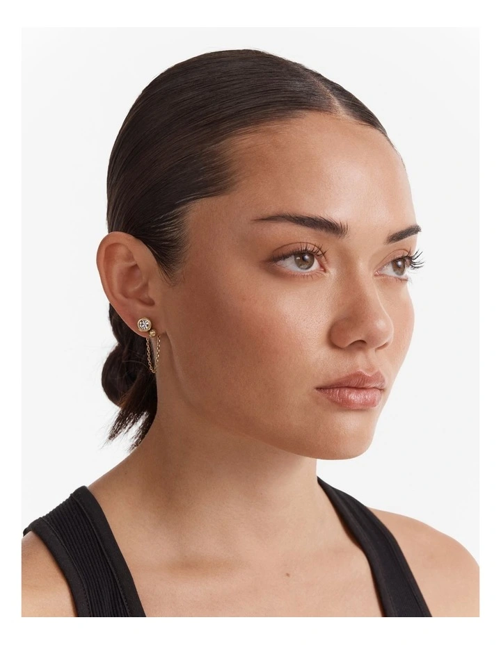 Bubbly Chain Stud Earrings in Gold image 3
