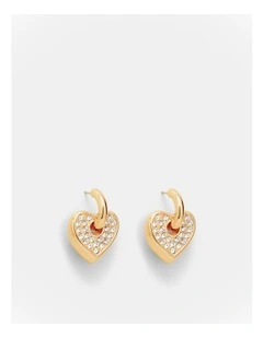 Lovely Charm Hoop Earrings in Gold