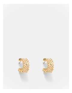 Winked Huggie Hoop Earrings in Gold