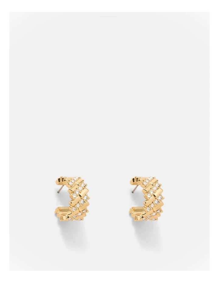 Winked Huggie Hoop Earrings in Gold image 1