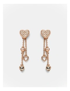 Lovely Heart Drop Earrings in Rose Gold