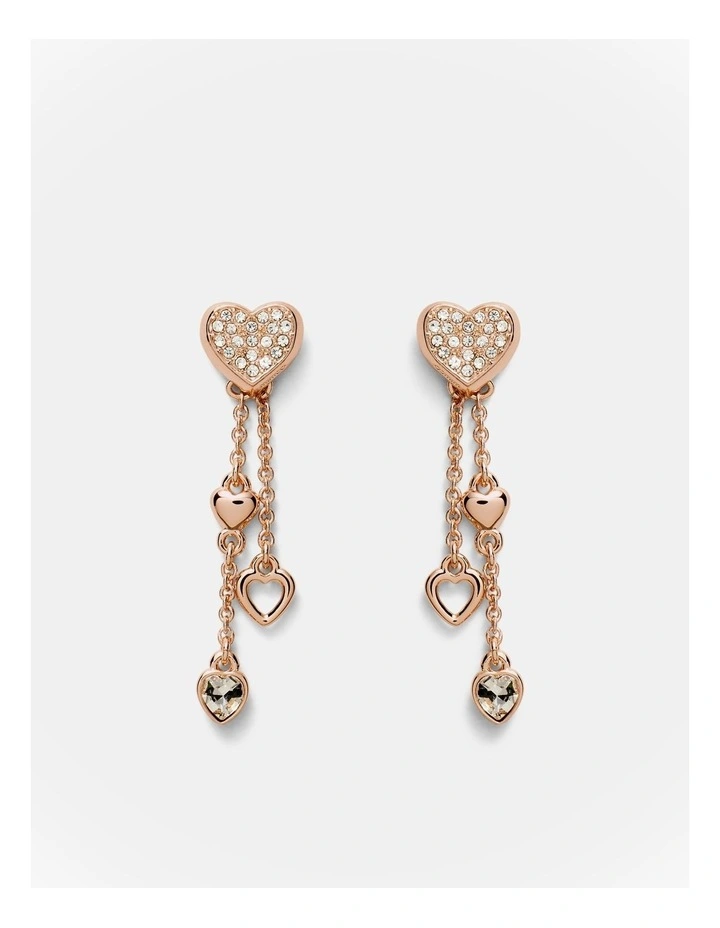 Lovely Heart Drop Earrings in Rose Gold image 1