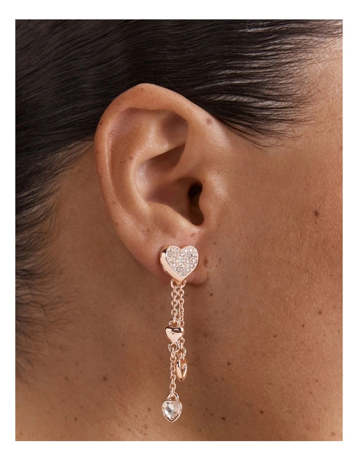 Lovely Heart Drop Earrings in Rose Gold image 2