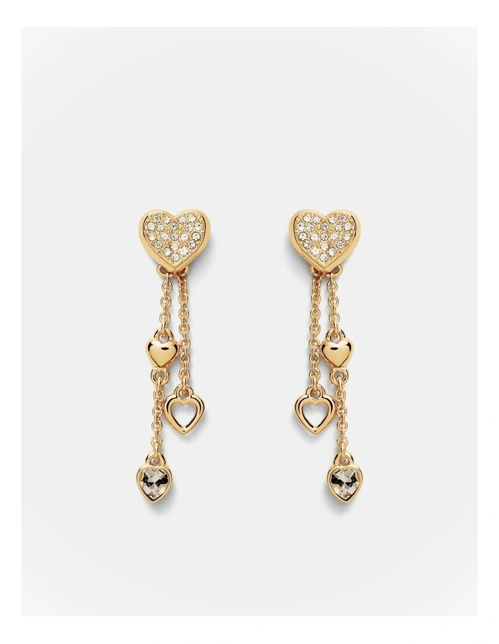 Lovely Heart Drop Earrings in Gold image 1