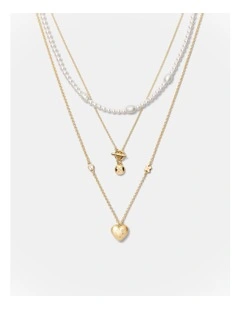 Lovely Trio Necklace in Gold