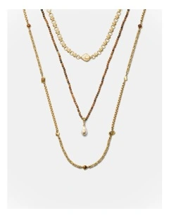 Pebble Trio Necklace in Caramel