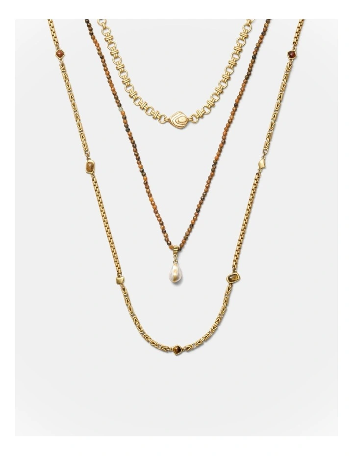 Pebble Trio Necklace in Caramel image 1