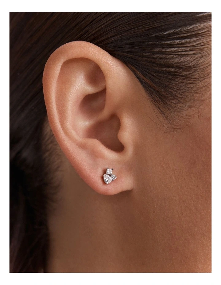 Flock Stud Earrings in Silver image 2