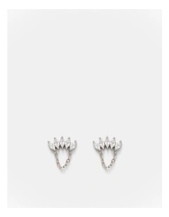 Flock Chain Stud Earrings in Silver