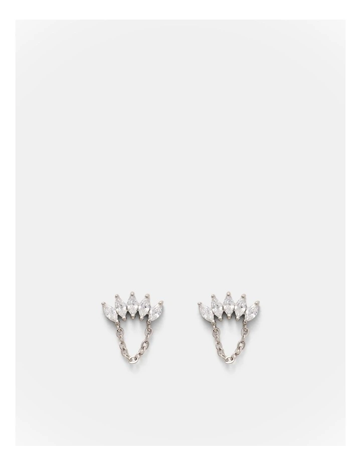 Flock Chain Stud Earrings in Silver image 1