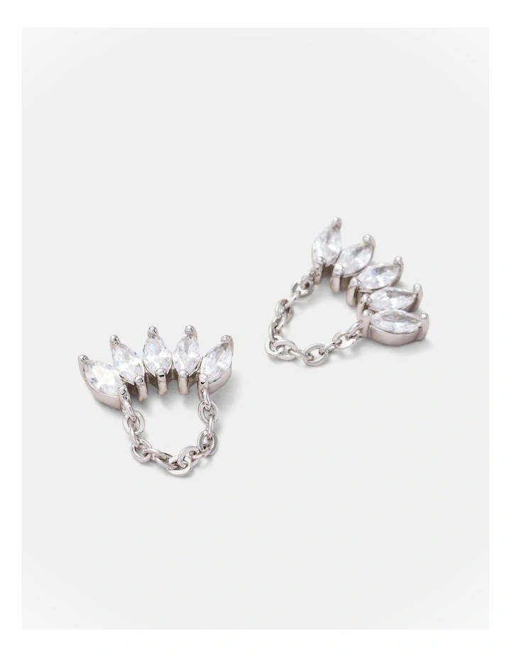 Flock Chain Stud Earrings in Silver image 3