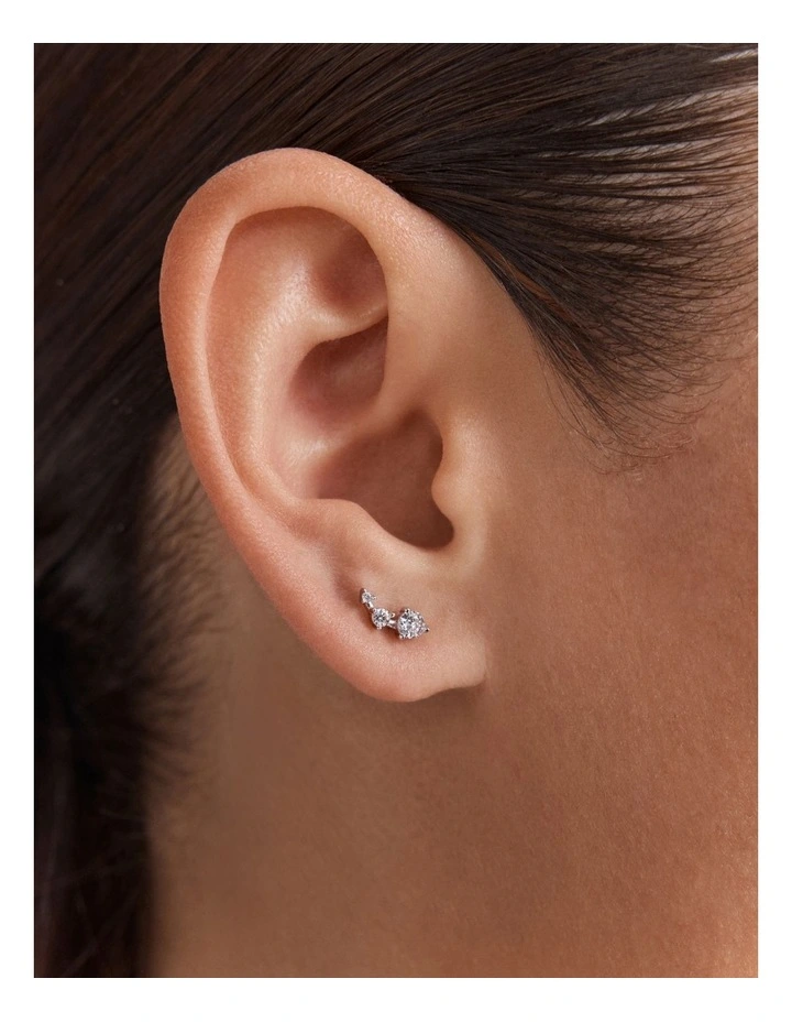 Flock Climber Stud Earrings in Silver image 2