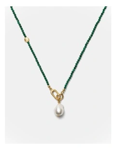 Mermaid Pearl Necklace in Grass Green