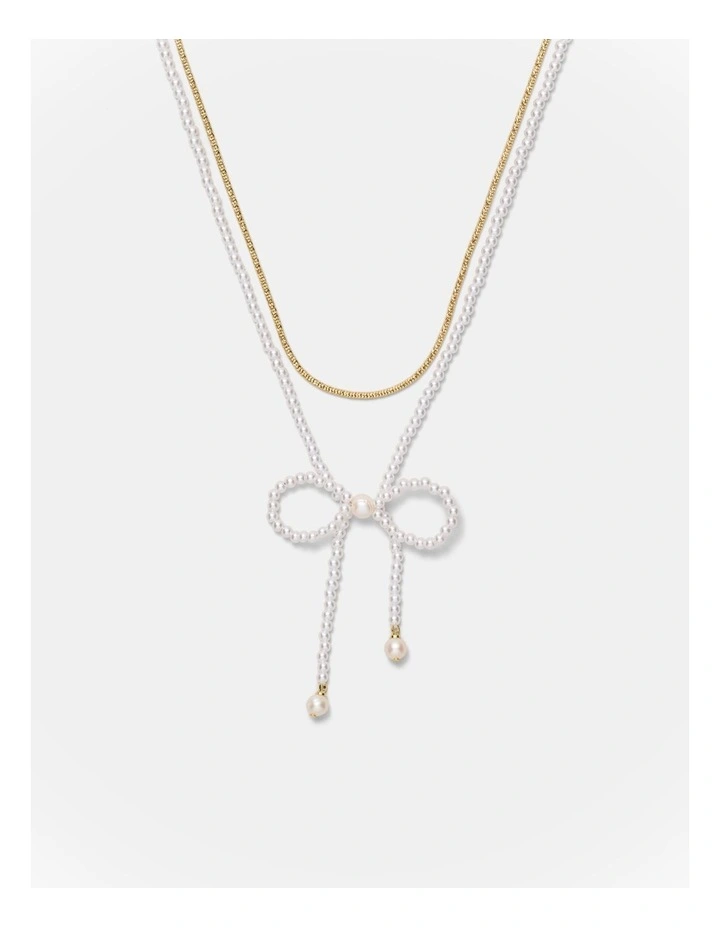 Glimmer Bow Necklace in Pearl image 1