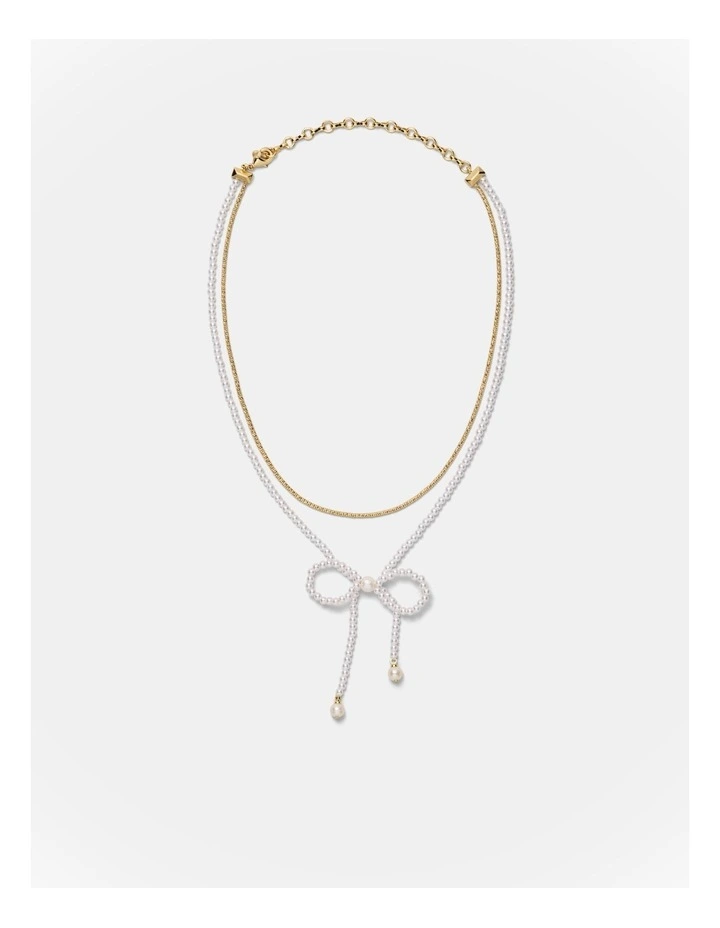 Glimmer Bow Necklace in Pearl image 4