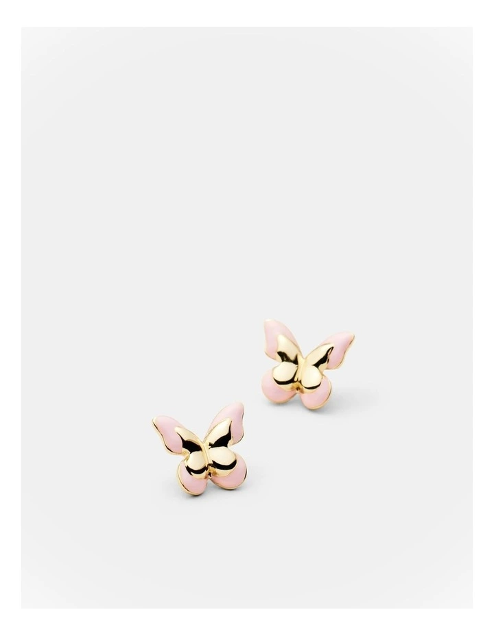 Butterfly Enamel Earrings in Petal image 3