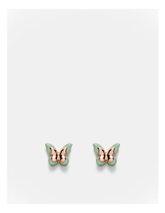 Butterfly Enamel Earrings in Willow
