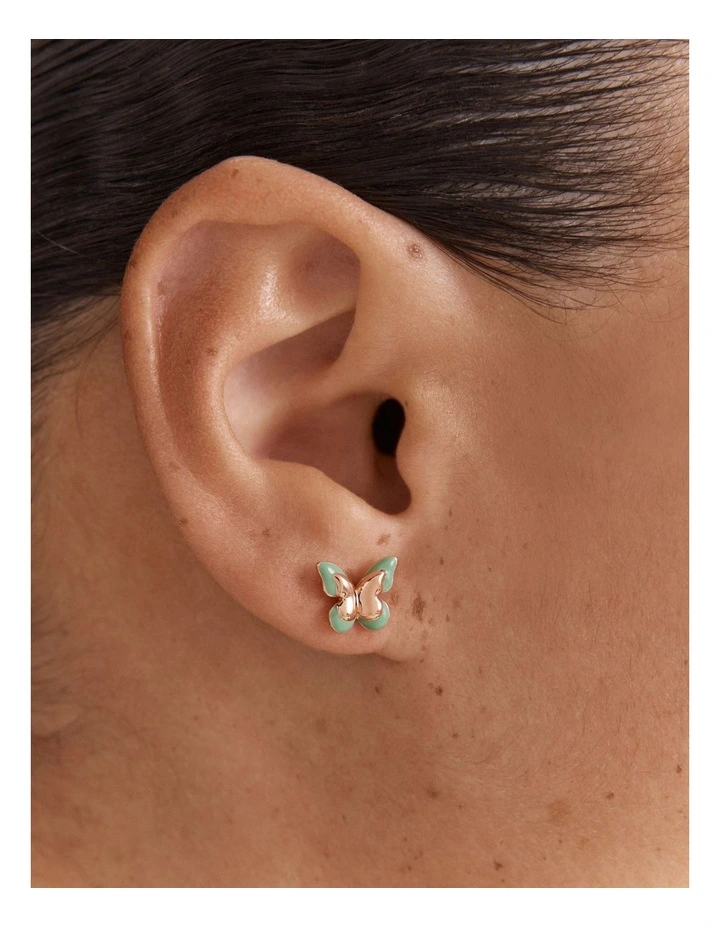 Butterfly Enamel Earrings in Willow image 2