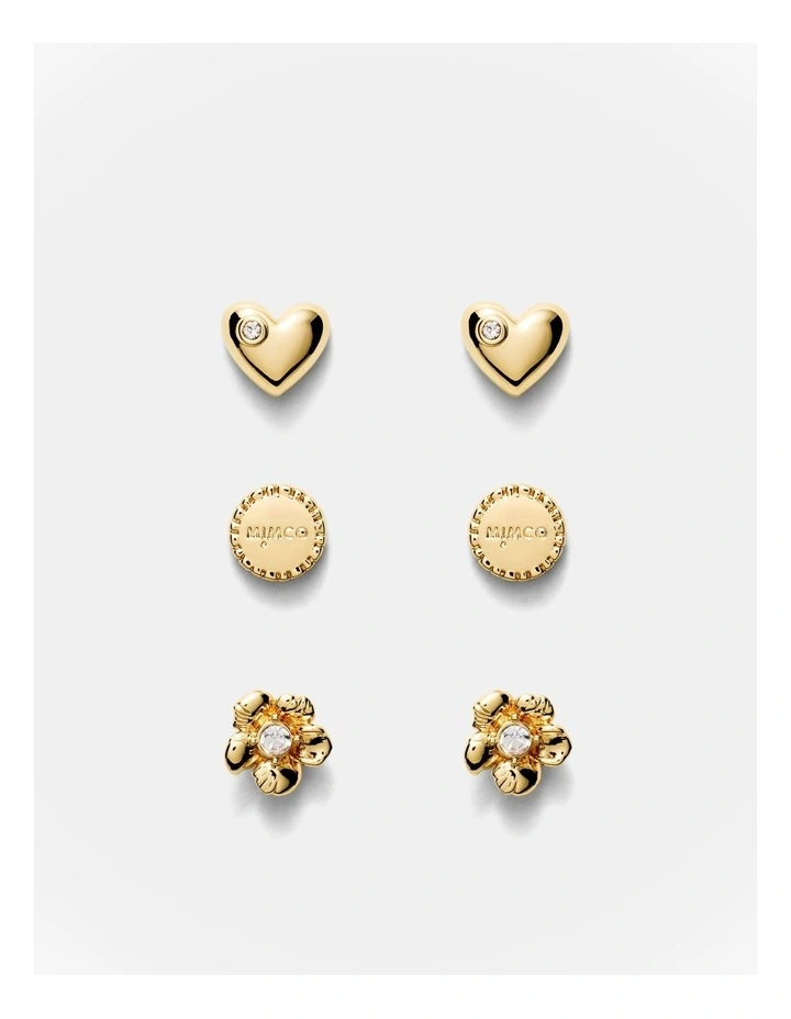 Heartfelt Stud Earrings Set in Gold image 1