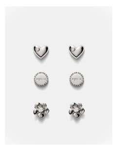 Heartfelt Stud Earrings Set in Silver