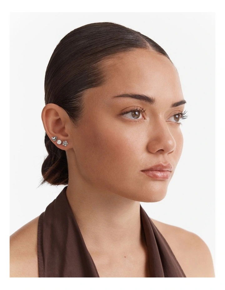 Heartfelt Stud Earrings Set in Silver image 2