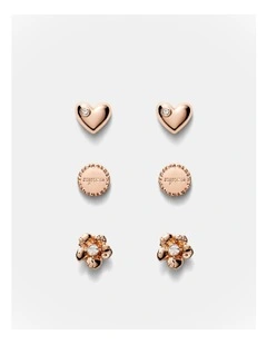 Heartfelt Stud Earrings Set in Rose Gold