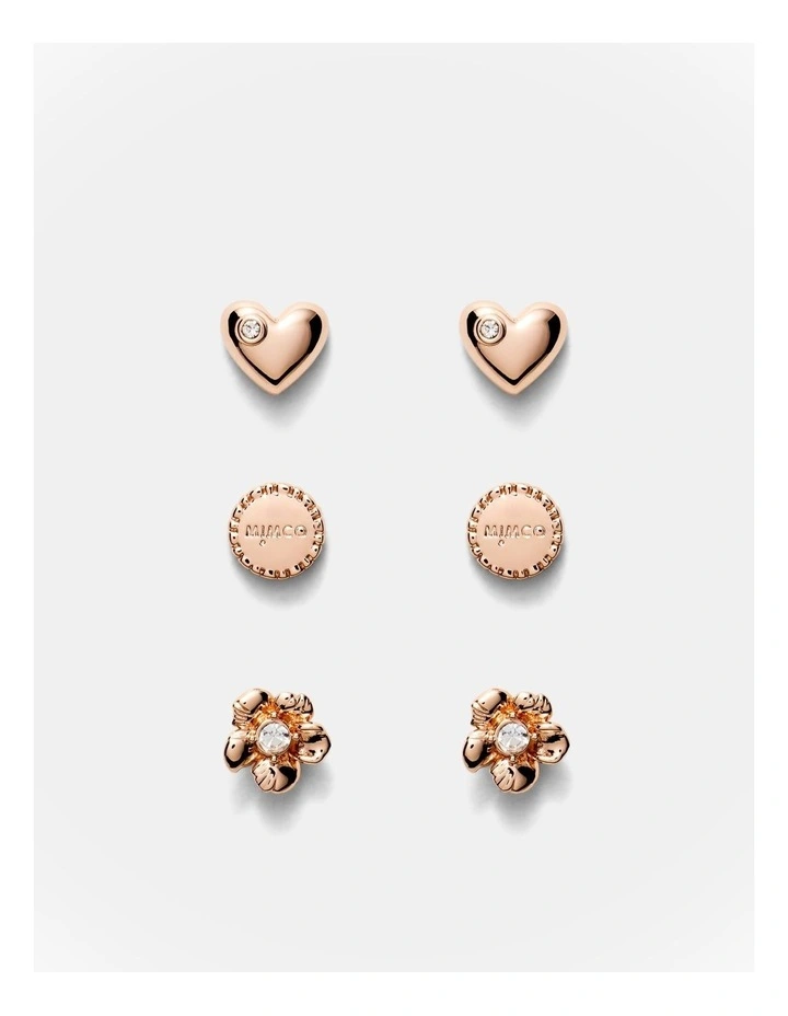 Heartfelt Stud Earrings Set in Rose Gold image 1