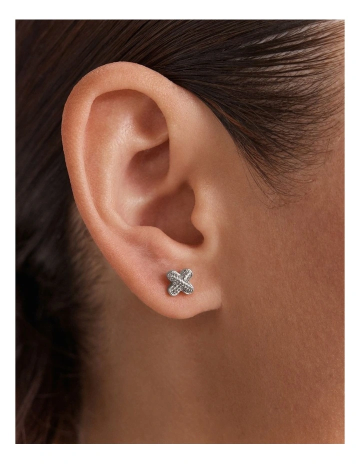 Bow Stud Earrings Set in Silver image 6
