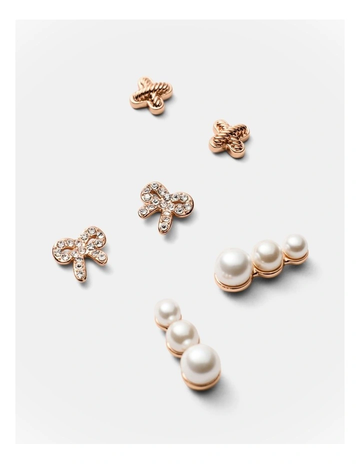 Bow Stud Earrings Set in Rose Gold image 3
