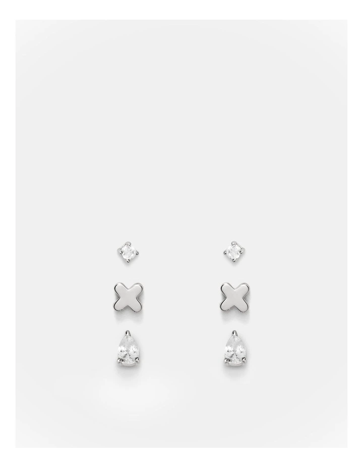 Cubic Zirconia Stud Earrings Set in Silver image 1