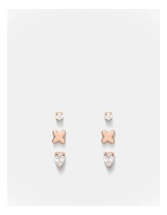 Cubic Zirconia Stud Earrings Set in Rose Gold