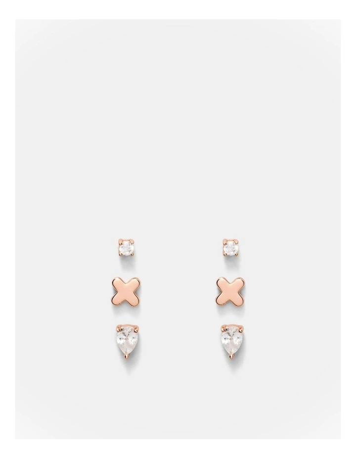 Cubic Zirconia Stud Earrings Set in Rose Gold image 1