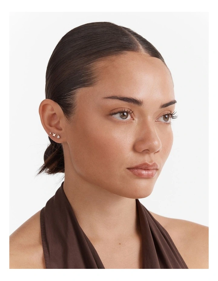 Cubic Zirconia Stud Earrings Set in Rose Gold image 2