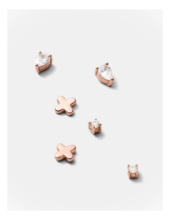 Cubic Zirconia Stud Earrings Set in Rose Gold image 3