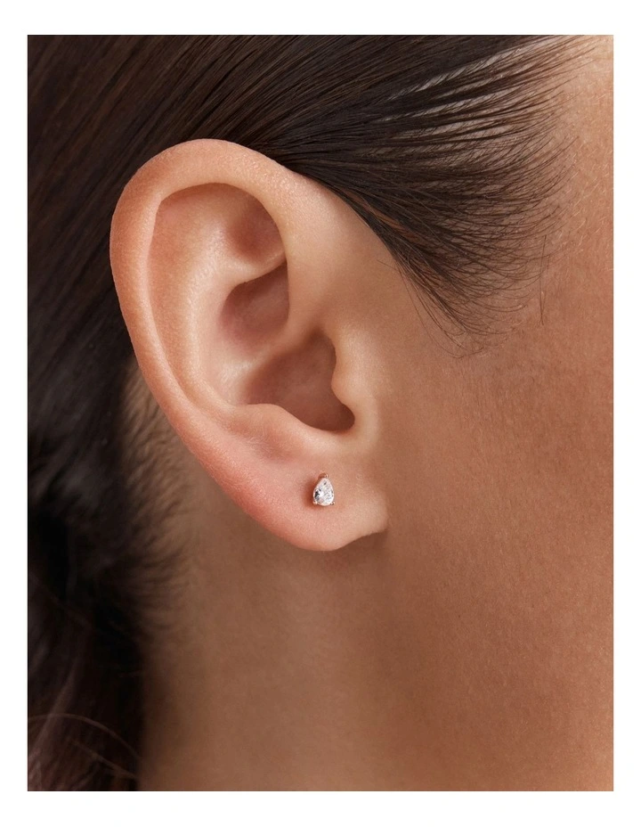 Cubic Zirconia Stud Earrings Set in Rose Gold image 4