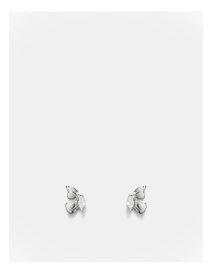 Butterfly Stud Earrings in Silver image 1