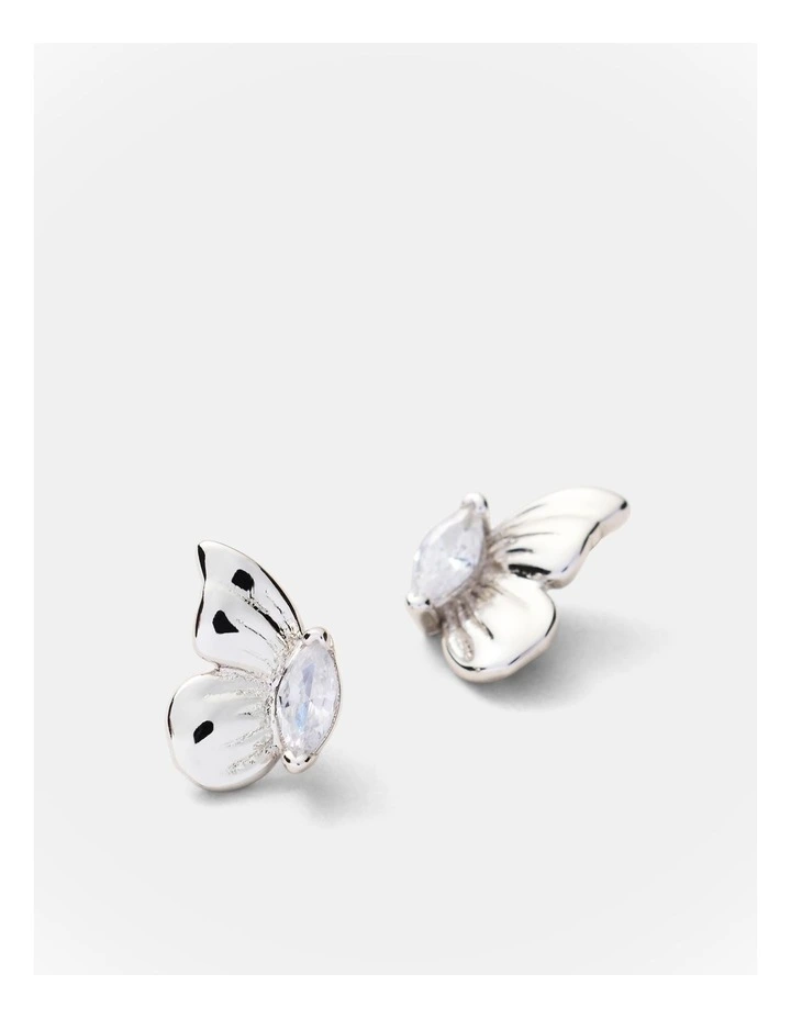 Butterfly Stud Earrings in Silver image 3