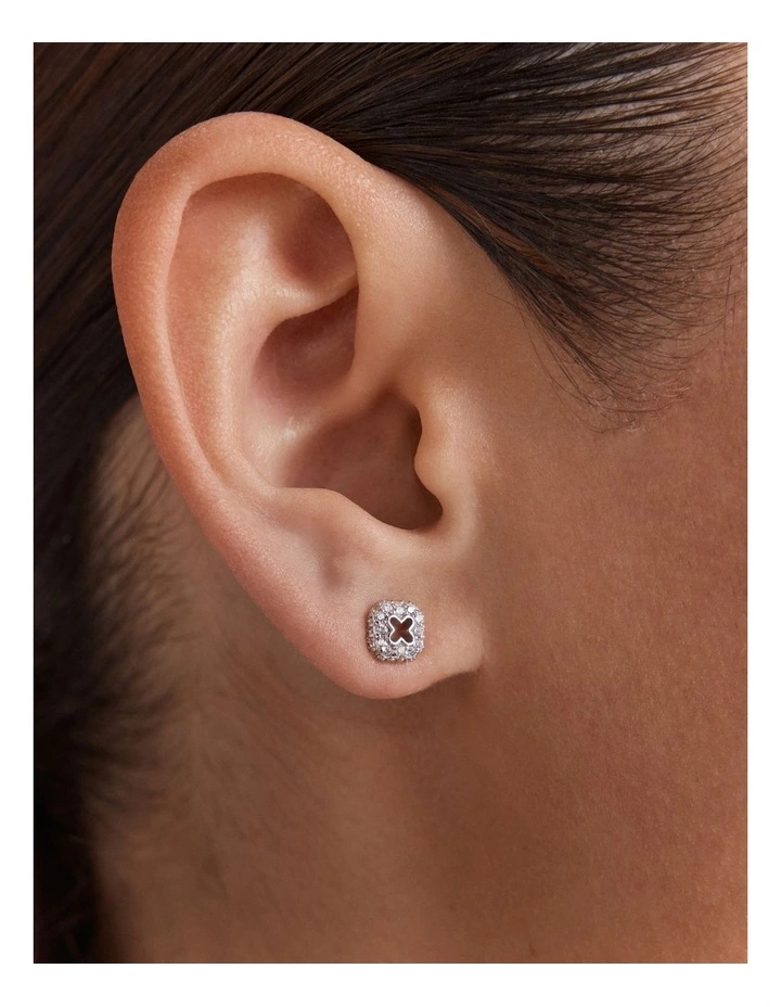 Lock Stud Earrings in Silver image 2